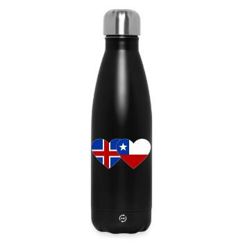 Island Chile Flagge Herz - Thermosflasche 500 ml - Schwarz - Vorne