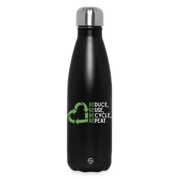 Réduire, réutiliser, recycler, répéter – Thème éco - Bouteille isotherme 500 ml - noir - Devant