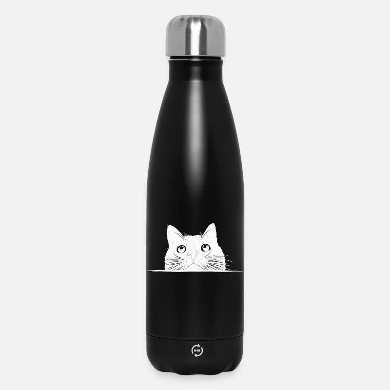 Peeping cat with whiskers - Insulated Water Bottle 500 ml - black