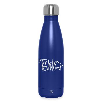 Techno Wear, Tekno Lettering, Raver Outfit - Insulated Water Bottle 500 ml - dark blue  - Front