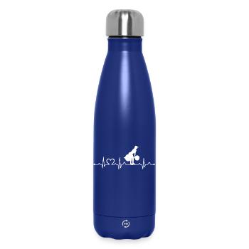 Gymnastique féminine Soulevé de terre Rythme cardiaque EKG - Bouteille isotherme 500 ml - bleu foncé  - Devant
