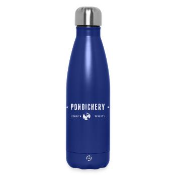 PONDICHERRY Stilisierte geografische Koordinaten - Thermosflasche 500 ml - Dunkelblau  - Vorne