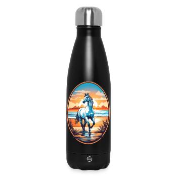 Cheval sur la plage - Bouteille isotherme 500 ml - noir - Devant