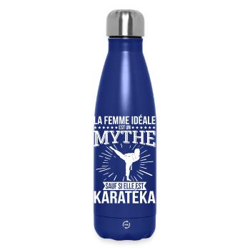 La femme idéale un mythe sauf si elle est karatéka - Bouteille isotherme 500 ml - bleu foncé  - Devant