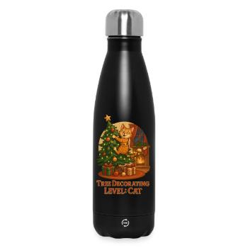 Le chat décore le sapin de Noël - Bouteille isotherme 500 ml - noir - Devant
