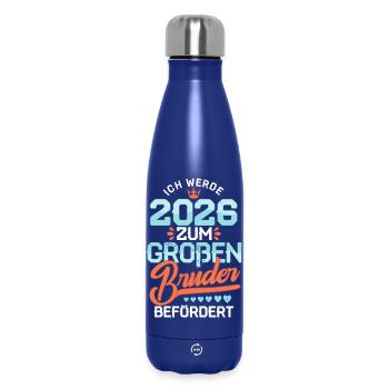 Ich werde 2026 Großer Bruder Schwangerschaft Baby - Thermosflasche 500 ml - Dunkelblau  - Vorne
