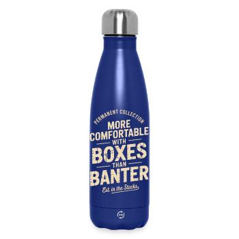 More Comfortable With Boxes Than Banter - Insulated Water Bottle 500 ml - dark blue  - Front