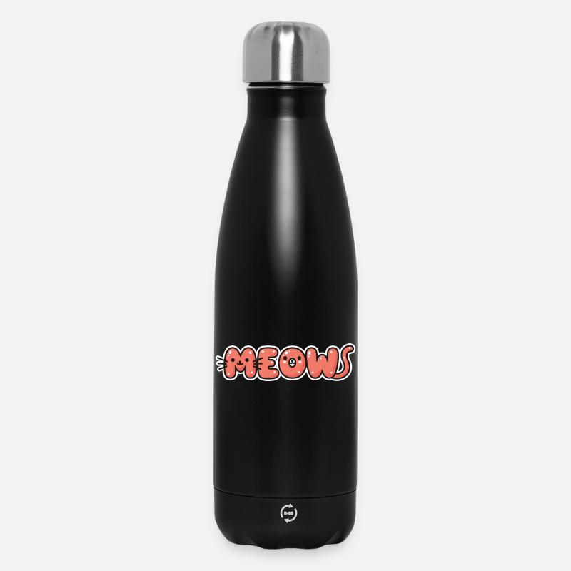Meows Bold Purr Letters - Insulated Water Bottle 500 ml - black