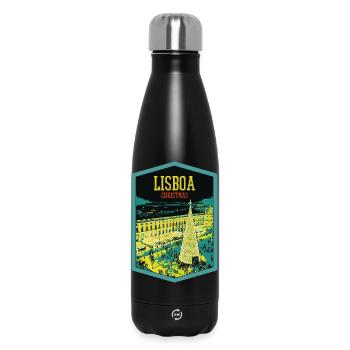 Illustration Commerce Square, Christmas in Lisbon - Insulated Water Bottle 500 ml - black - Front