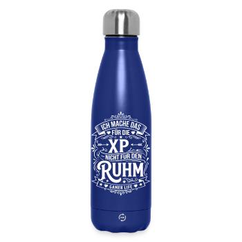 XP instead of fame – gamer attitude to life - Insulated Water Bottle 500 ml - dark blue  - Front