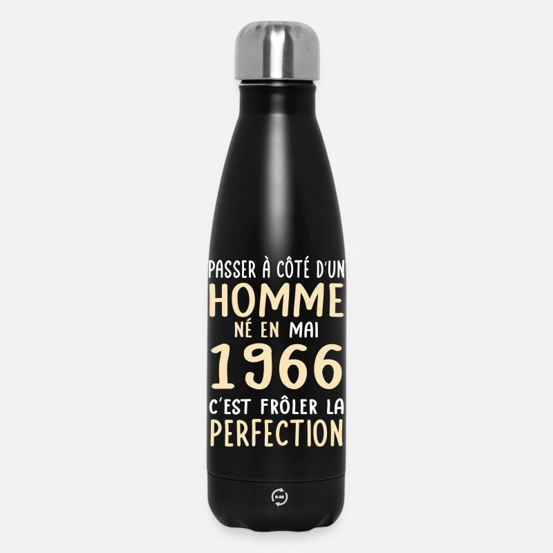 Anniversaire 60 ans - Né en Mai 1966 - Bouteille isotherme 500 ml - noir