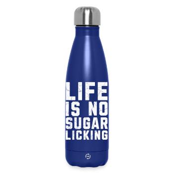 Life is no sugar licking Denglisch - Insulated Water Bottle 500 ml - dark blue  - Front
