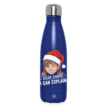 Cher Père Noël, je peux t’expliquer. - Bouteille isotherme 500 ml - bleu foncé  - Devant