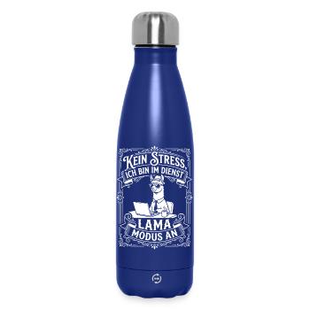 Llama on duty – No stress - Insulated Water Bottle 500 ml - dark blue  - Front