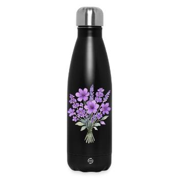 Bouquet aquarelle lavande - Bouteille isotherme 500 ml - noir - Devant