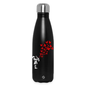 Girl playing saxophone in street art style - Insulated Water Bottle 500 ml - black - Front