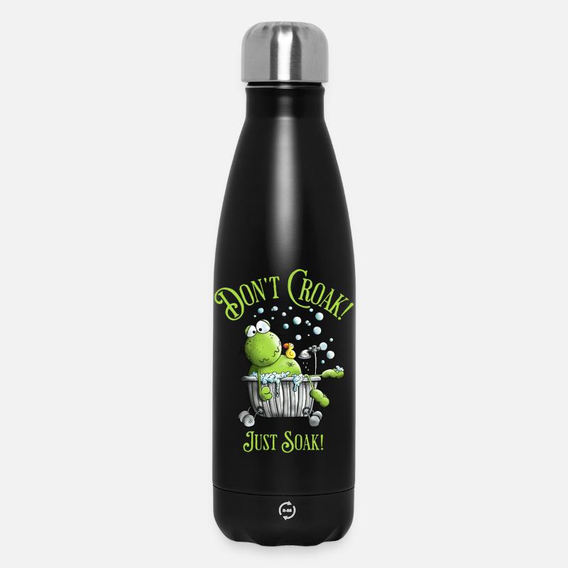Ne croasse pas. Il suffit de tremper. Baignoire Wellness Frog - Bouteille isotherme 500 ml - noir