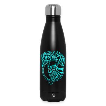 BLUE Demon – Infernal Line Art Illustration - Insulated Water Bottle 500 ml - black - Front
