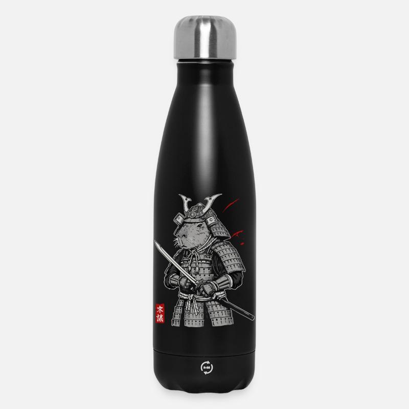 Otaku Katze Samurai - Thermosflasche 500 ml - Schwarz