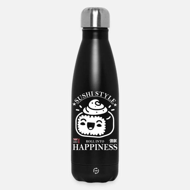 Design de style sushi – Drôle et mignon - Bouteille isotherme 500 ml - noir