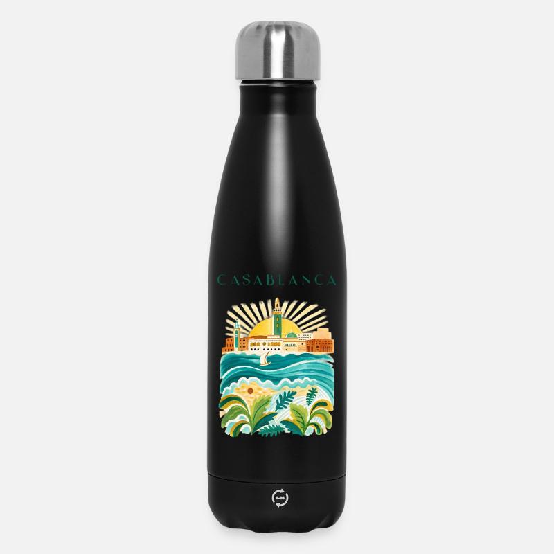 Illustration de l’Idylle côtier de Casablanca - Bouteille isotherme 500 ml - noir