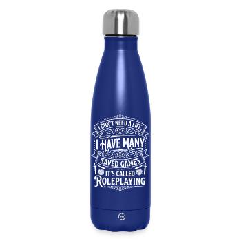 Gespeicherte Spiele: Rollenspiel-Humor - Thermosflasche 500 ml - Dunkelblau  - Vorne