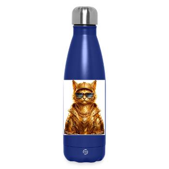 _Golden Pharaoh Cat – luxuriöser urbaner Streetwear-Stil - Thermosflasche 500 ml - Dunkelblau  - Vorne