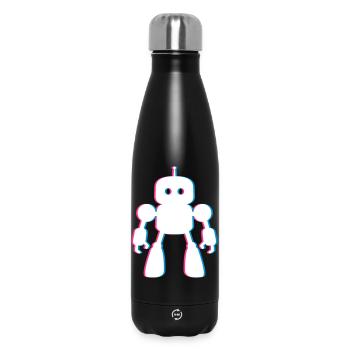 Roboter 3D-Effekt – Zukunft trifft KI Design - Thermosflasche 500 ml - Schwarz - Vorne