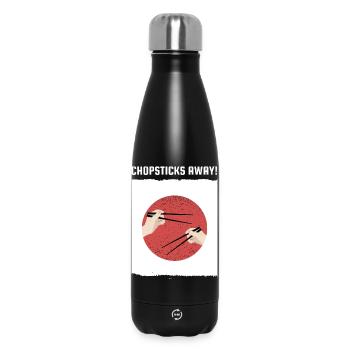 Chopsticks Away Ramen Japanese Flag  - Insulated Water Bottle 500 ml - black - Front