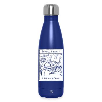 Sorry I Can't I Have Plans Funny Cat for Introvert - Insulated Water Bottle 500 ml - dark blue  - Front