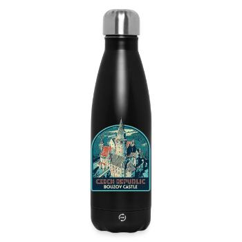 Illustration Bouzov Castle, Czech Republic - Insulated Water Bottle 500 ml - black - Front