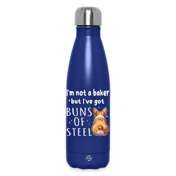 Buns of Steel Corgi Pun - Insulated Water Bottle 500 ml - dark blue  - Front