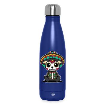 Chien dia de muertos tête de mort mexicaine kawaii - Bouteille isotherme 500 ml - bleu foncé  - Devant