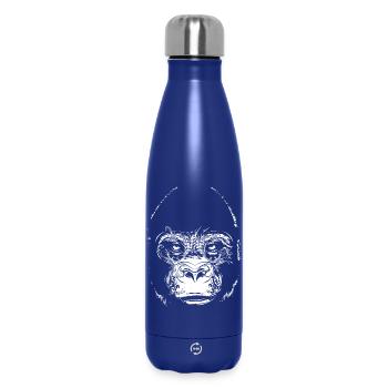 Gorille Ornement – œuvre d’art puissante en noir et blanc - Bouteille isotherme 500 ml - bleu foncé  - Devant