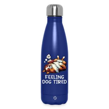Feeling Dog Tired Australian Shepherd Aussiehalter - Insulated Water Bottle 500 ml - dark blue  - Front