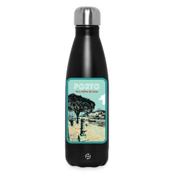 Vila Nova de Gaia: View of Porto - Insulated Water Bottle 500 ml - black - Front