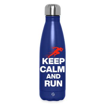 KEEP CALM AND RUN! - Insulated Water Bottle 500 ml - dark blue  - Front