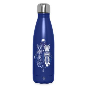 Deux Chats Bastet Dualité Ankh Chat Déesse - Bouteille isotherme 500 ml - bleu foncé  - Devant