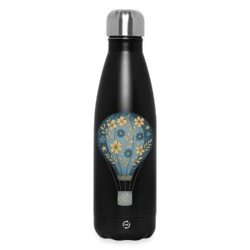 Fleur romantique Montgolfière Look🎈 Vintage - Bouteille isotherme 500 ml - noir - Devant