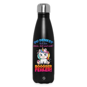 Unicorn Small Sweet and Nice - Insulated Water Bottle 500 ml - black - Front