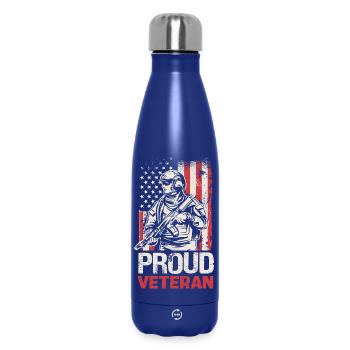 Stolzer Veteran mit US-Flagge - Thermosflasche 500 ml - Dunkelblau  - Vorne
