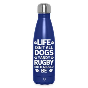 Rugby Dictons, Chiens, Rugby, Drôle de Rugby Cadeau de Rugby - Bouteille isotherme 500 ml - bleu foncé  - Devant