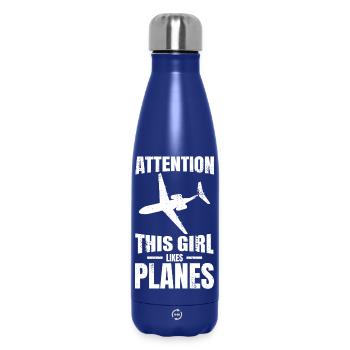 Cette fille aime les avions - Bouteille isotherme 500 ml - bleu foncé  - Devant