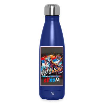 Serbien Wolf Nationalflaggen Design - Thermosflasche 500 ml - Dunkelblau  - Vorne