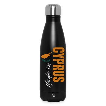 Fabriqué à Chypre, design vertical - Bouteille isotherme 500 ml - noir - Devant
