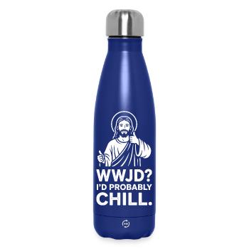 WWJD? Chillige Jesus-Illustration - Thermosflasche 500 ml - Dunkelblau  - Vorne