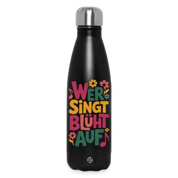 Wer singt blüht auf Chor Festival Singen Gesang - Thermosflasche 500 ml - Schwarz - Vorne