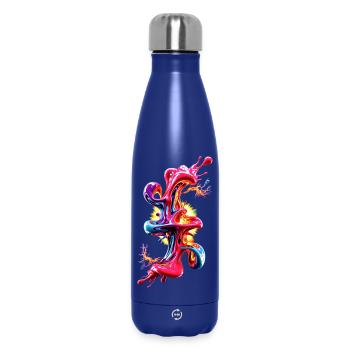 Abstraktes Liquid Art Fluid  - Thermosflasche 500 ml - Dunkelblau  - Vorne