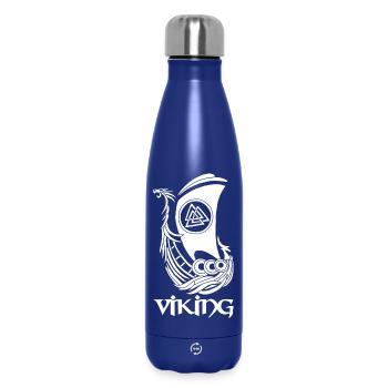 Weißes Wikingerschiff - Thermosflasche 500 ml - Dunkelblau  - Vorne