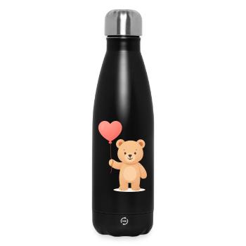 Tender Bear with Heart Balloon - Insulated Water Bottle 500 ml - black - Front